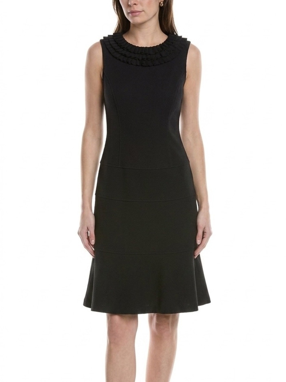 Anne Klein Ruffle Sleeveless Knee Length Black Dress, size 2